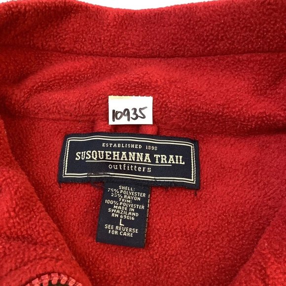 Susquehanna Trail Outfitters Red Black Fleece 1/4 Zip Pullover Mens Size Large - Picture 4 of 9